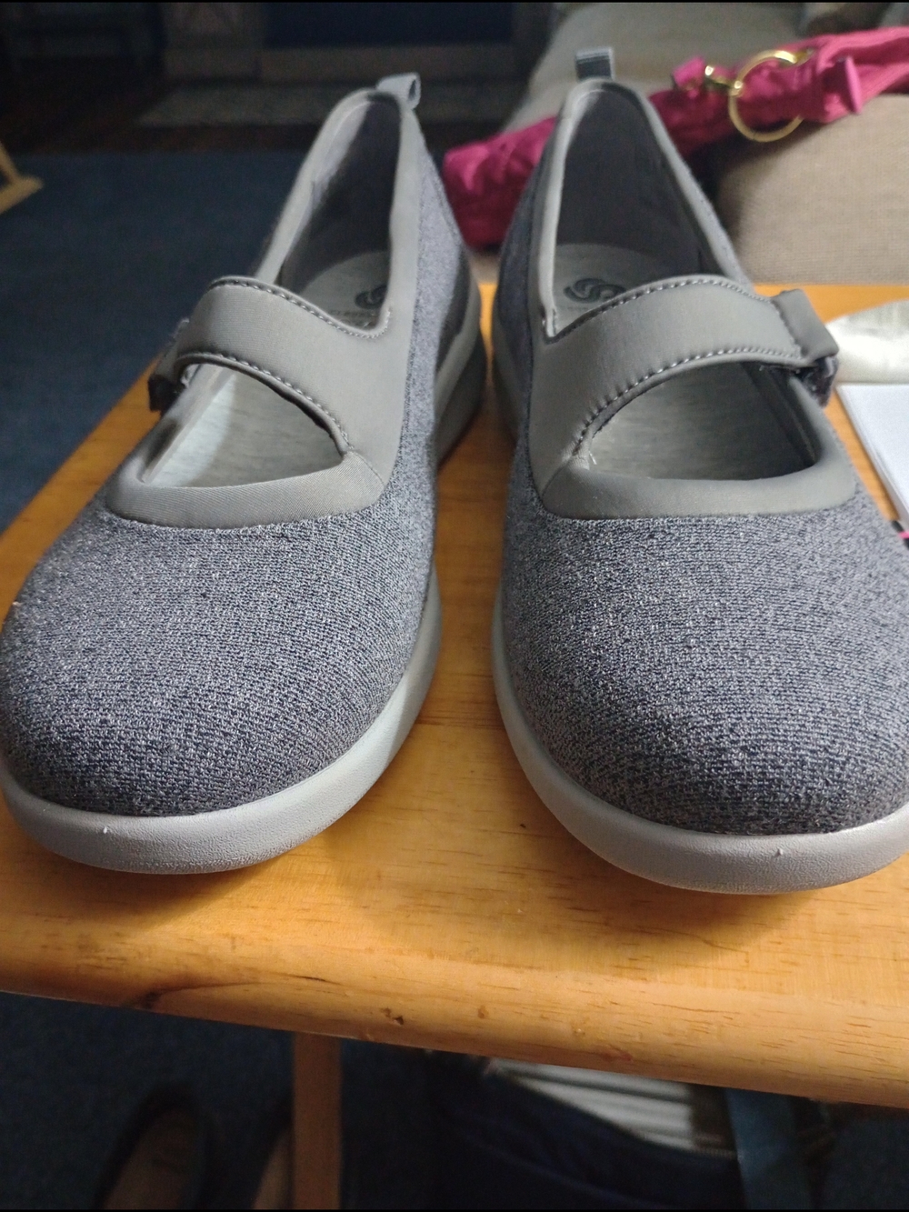 Clarks Cloud Steppers Gray Mary Jane Slip-On Shoes New Size:9W